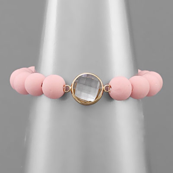 Clear Stone Clay Ball Bracelet - Picture 1 of 2